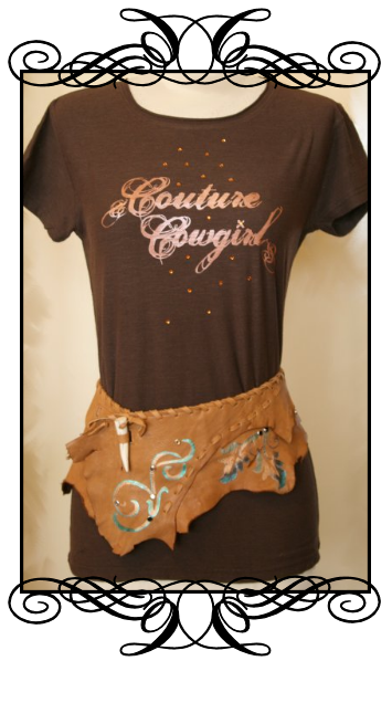 Chocolate Metallic Grunge Couture Cowgirl T